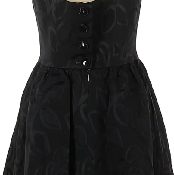 🖤 SALE Elegant Goth Glam Black Damask Strapless Dress Mini Full Skirt Formal