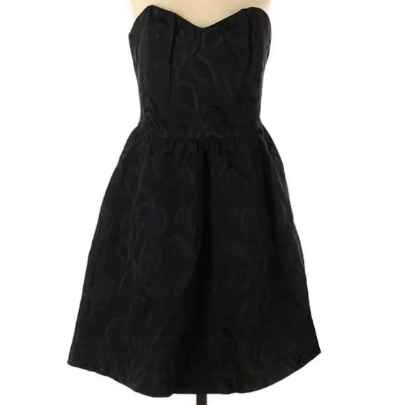 🖤 SALE Elegant Goth Glam Black Damask Strapless Dress Mini Full Skirt Formal