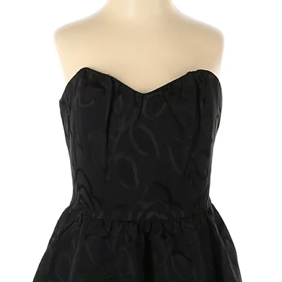 🖤 SALE Elegant Goth Glam Black Damask Strapless Dress Mini Full Skirt Formal