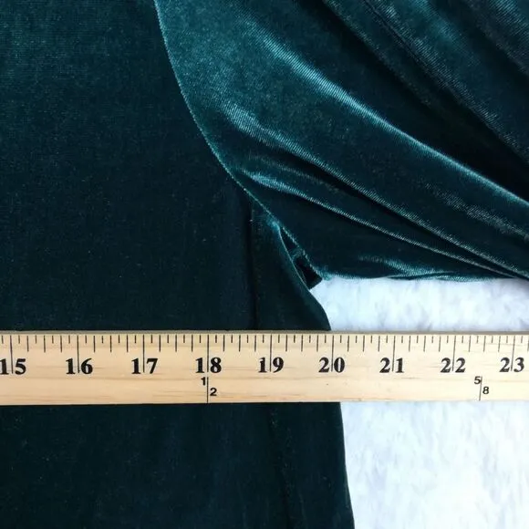 1. State Womens Dress Long Sleeve Velvet Velour Tiered Emerald Green XL New