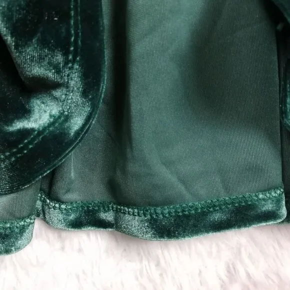 1. State Womens Dress Long Sleeve Velvet Velour Tiered Emerald Green XL New