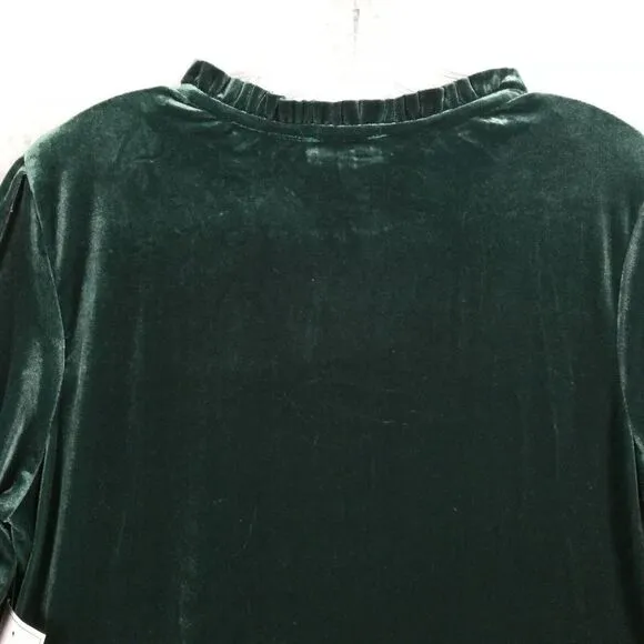 1. State Womens Dress Long Sleeve Velvet Velour Tiered Emerald Green XL New