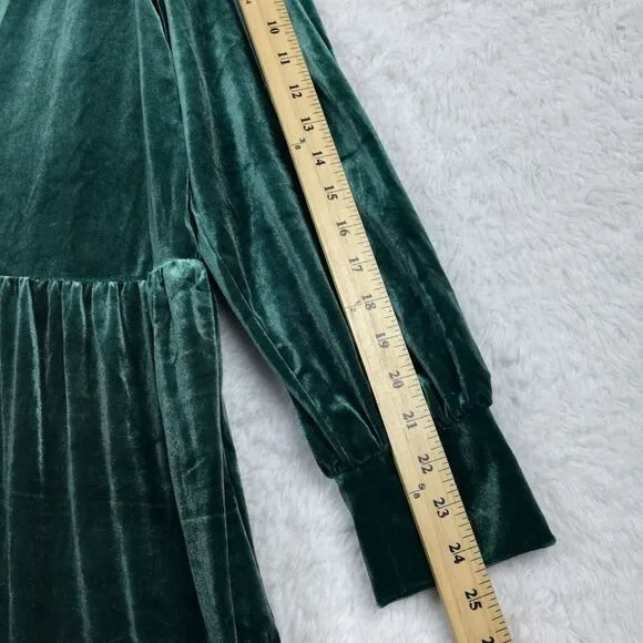 1. State Womens Dress Long Sleeve Velvet Velour Tiered Emerald Green XL New