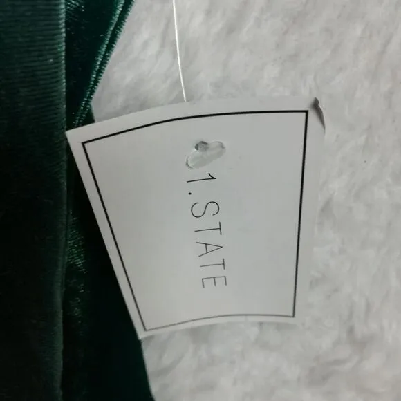 1. State Womens Dress Long Sleeve Velvet Velour Tiered Emerald Green XL New
