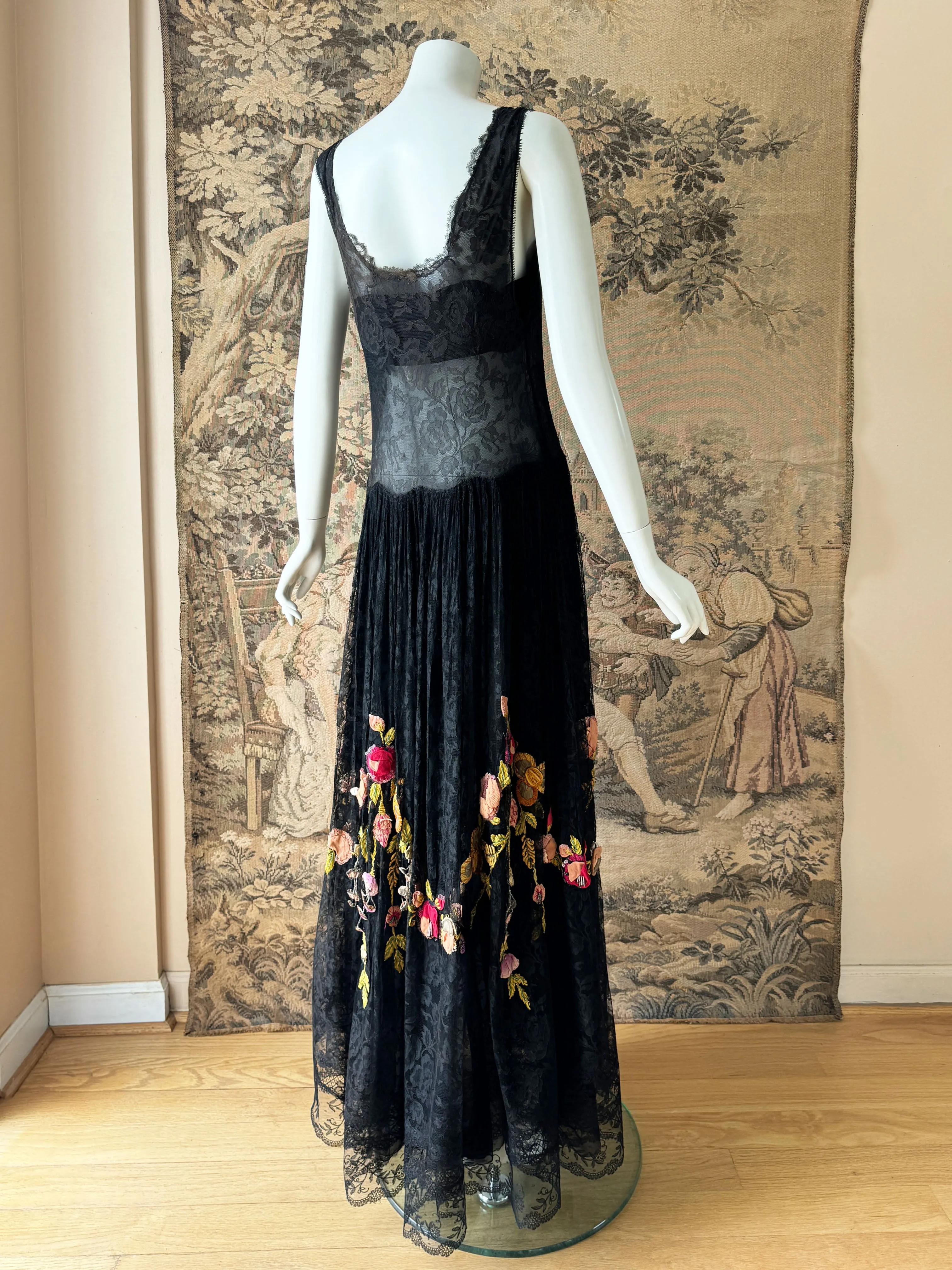 1920s Embellished Chantilly Lace Dress