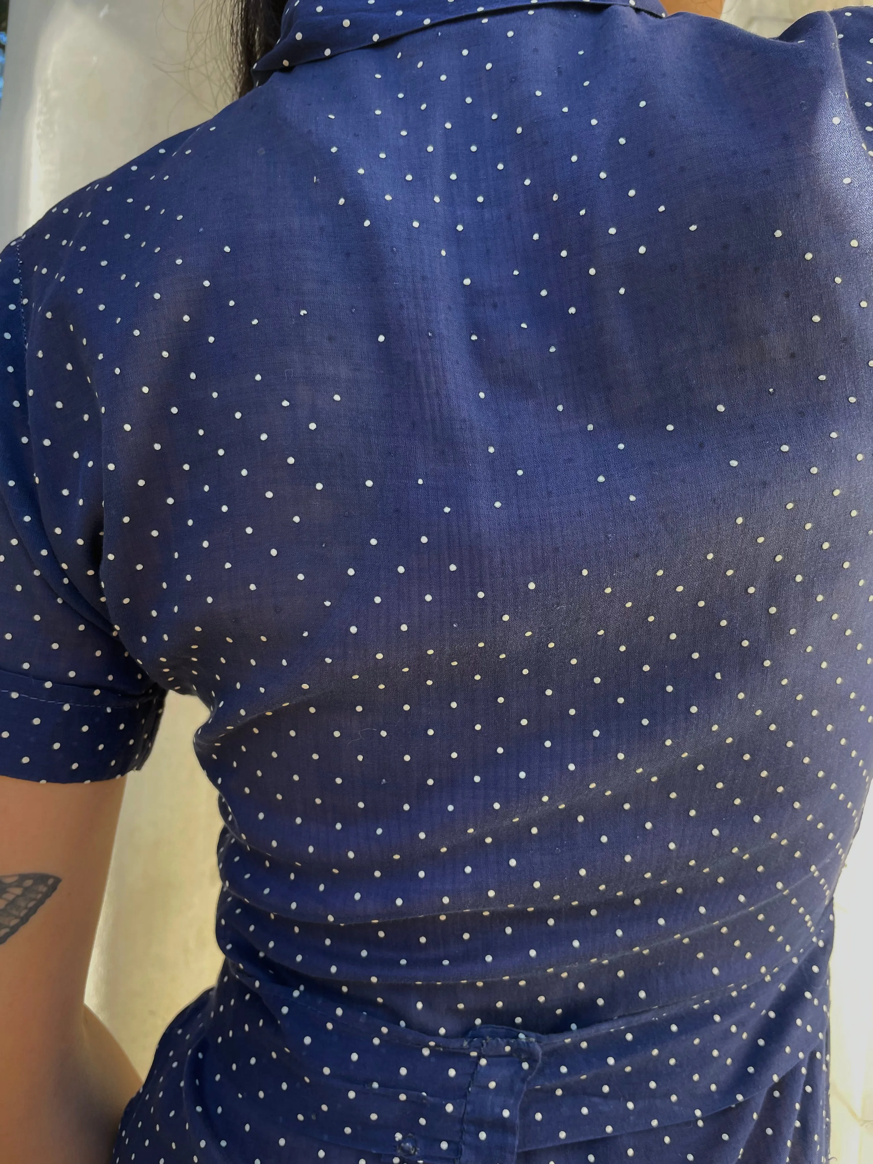 1930s Navy Swiss Dot 3 Piece Dress Set