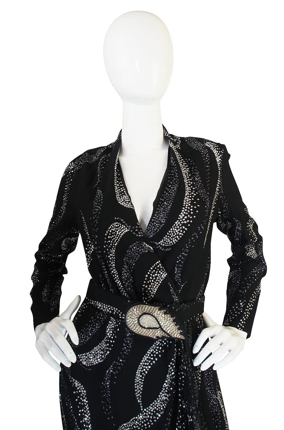 1960s George Halley Attributed Glitter Wrap Dress