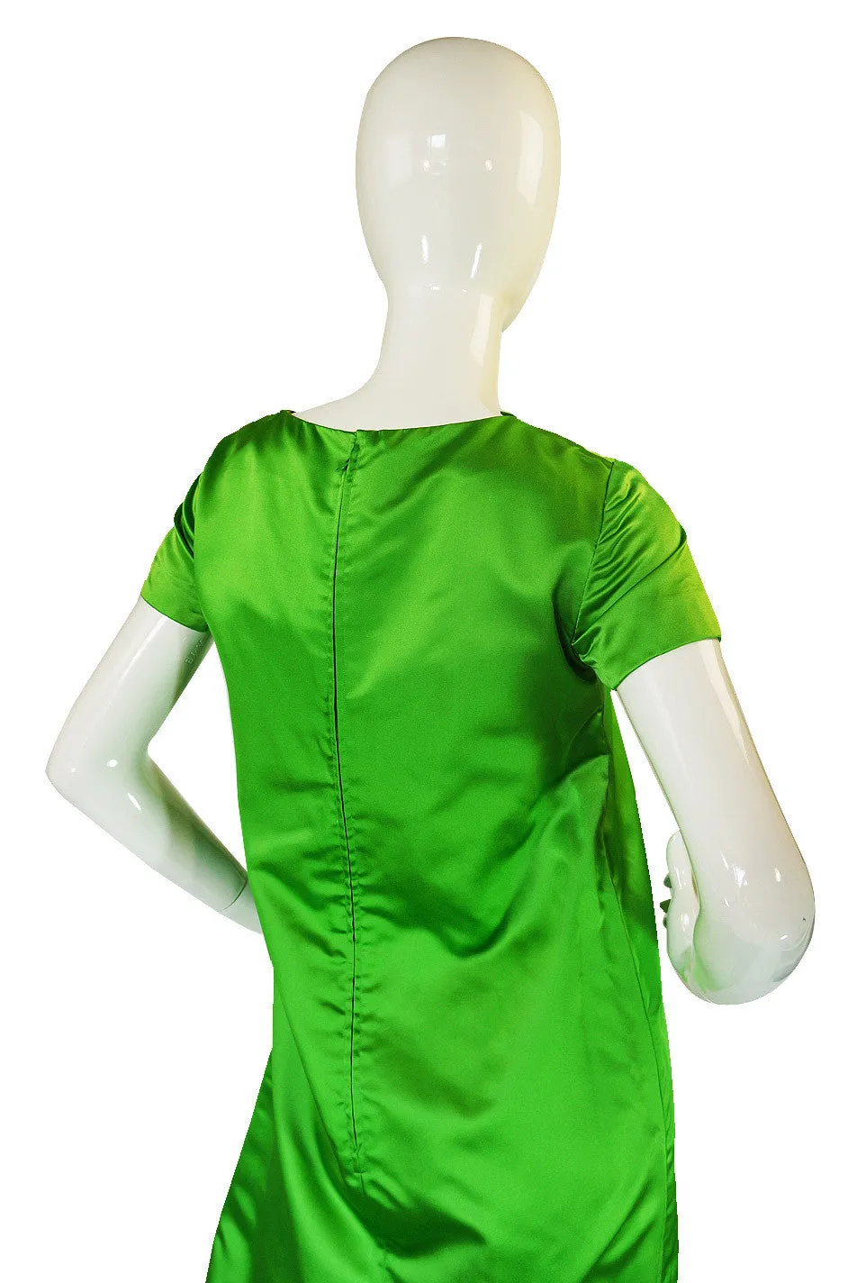 1960s Vibrant Emerald Beaded Silk Gown