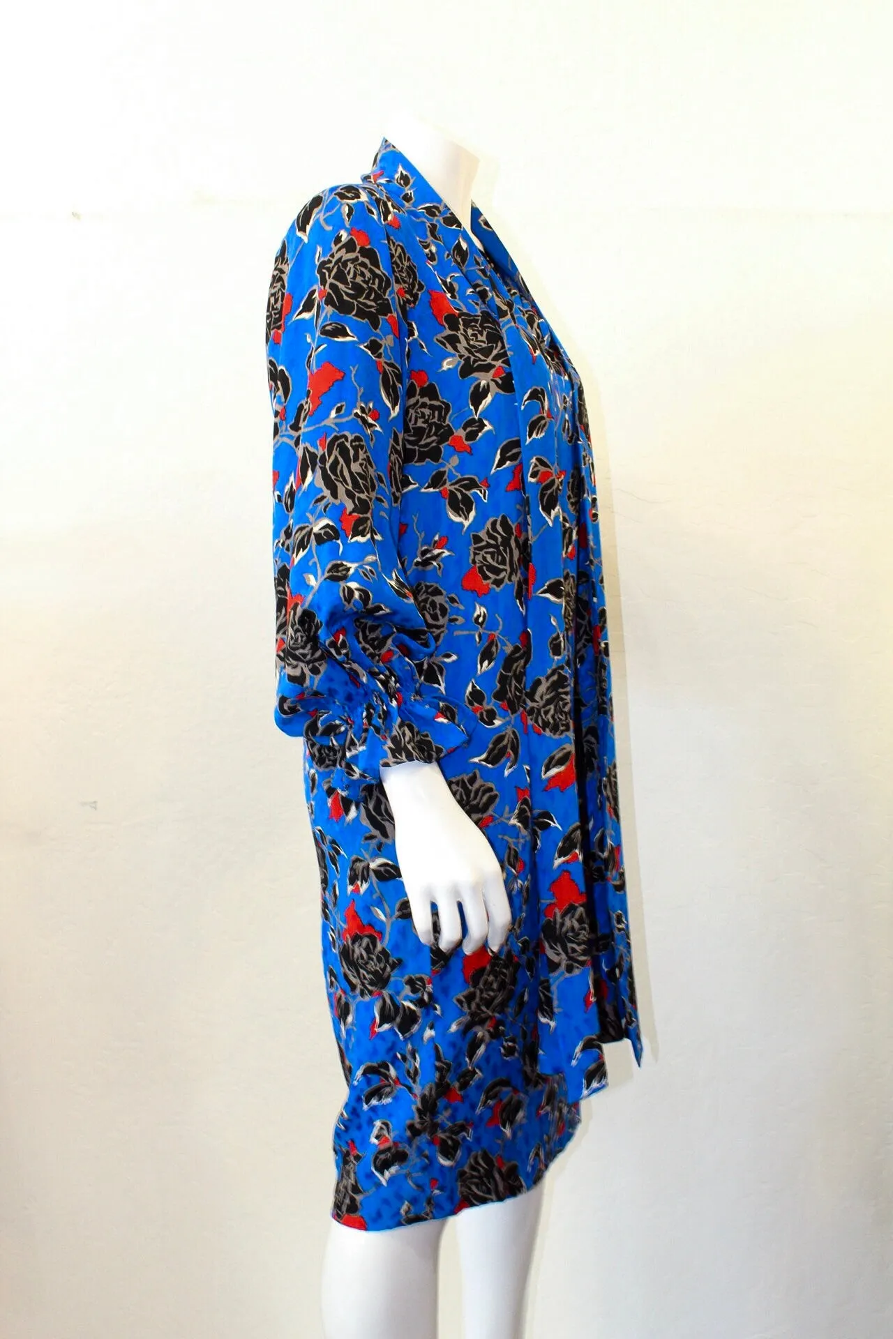 1980s Yves Saint Laurent Floral Print Dress