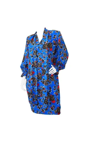 1980s Yves Saint Laurent Floral Print Dress