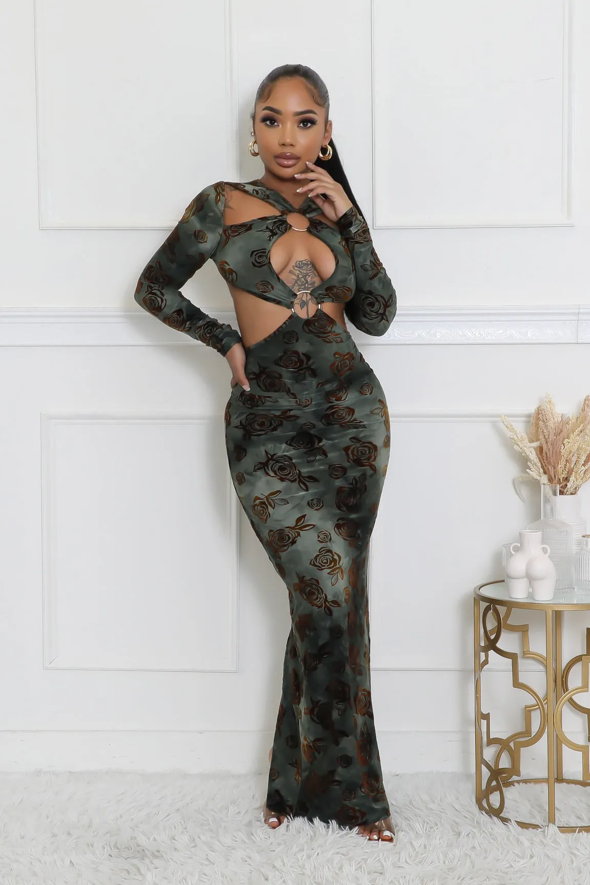 28175P - O-RING VELVET LS DRESS