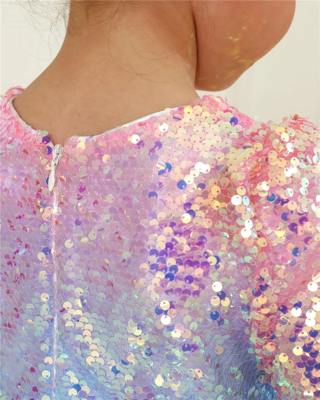 2Bunnies Girls' Ombre Sequin Long Sleeve Dress