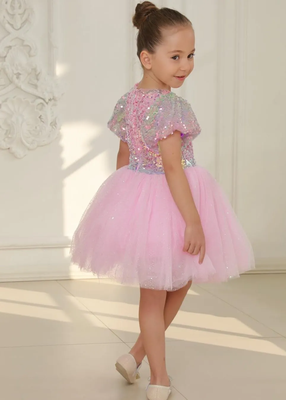 2Bunnies Girls' Ombre Sequin Tulle Dress