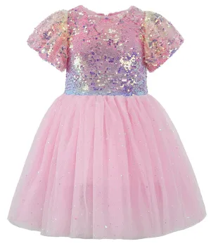 2Bunnies Girls' Ombre Sequin Tulle Dress