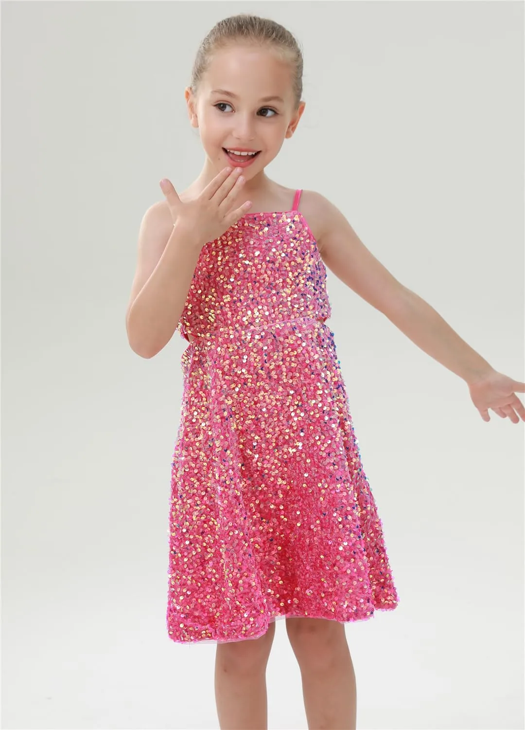 2Bunnies Girls' Side Cut Out Sequin Dress