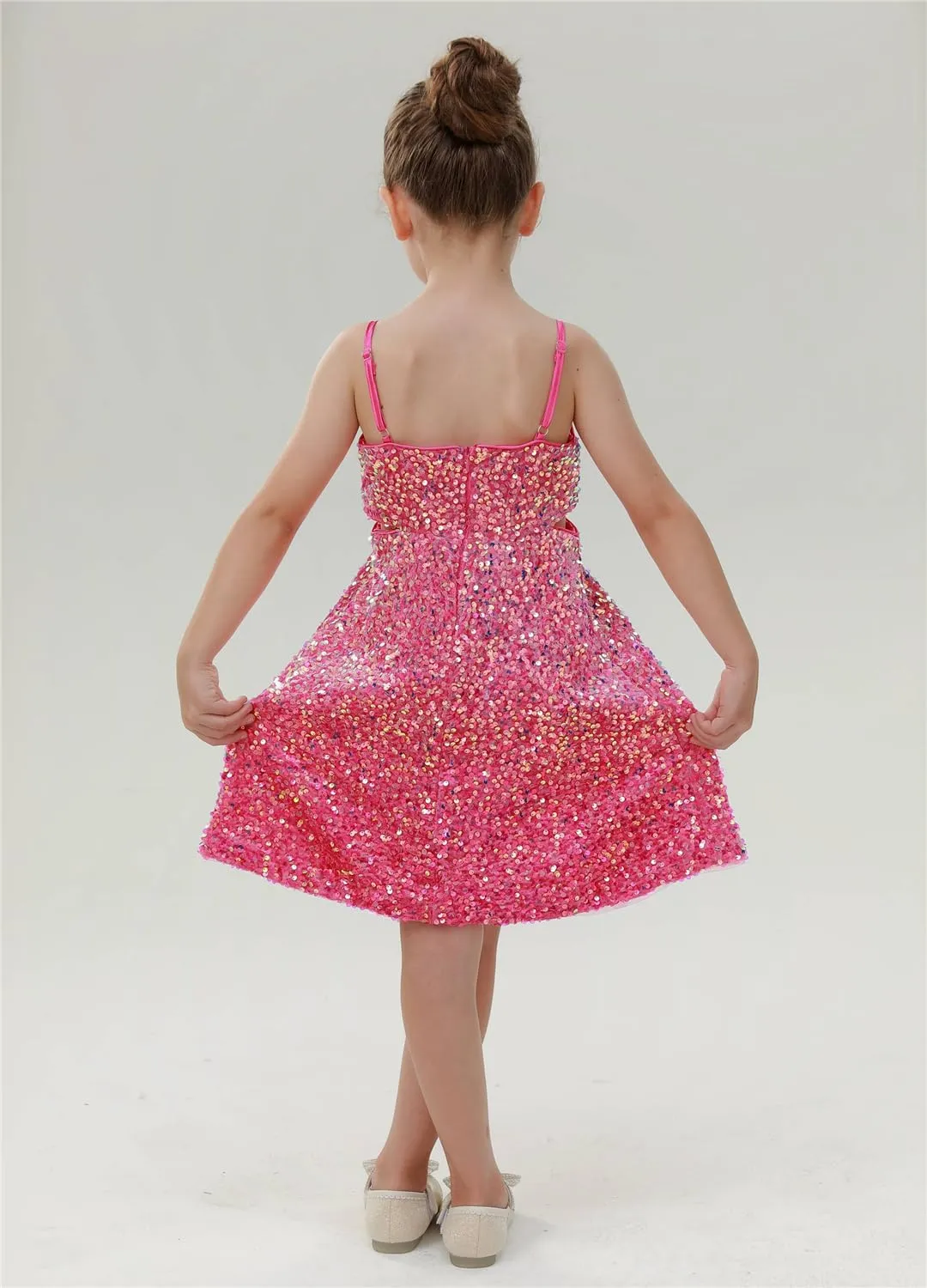 2Bunnies Girls' Side Cut Out Sequin Dress