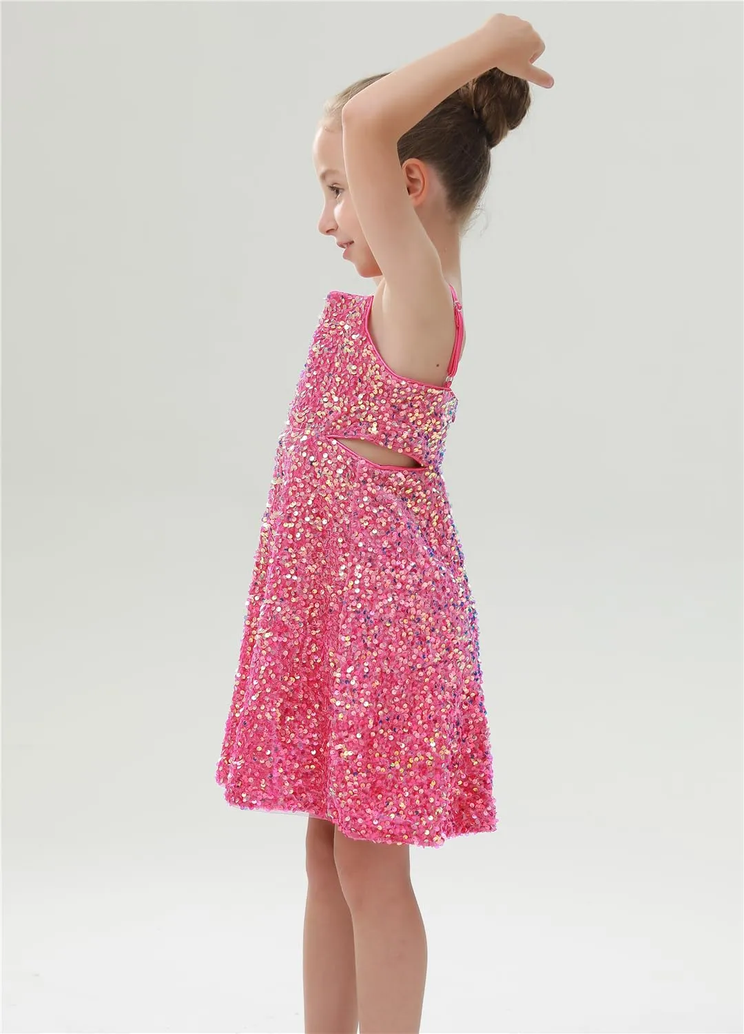 2Bunnies Girls' Side Cut Out Sequin Dress