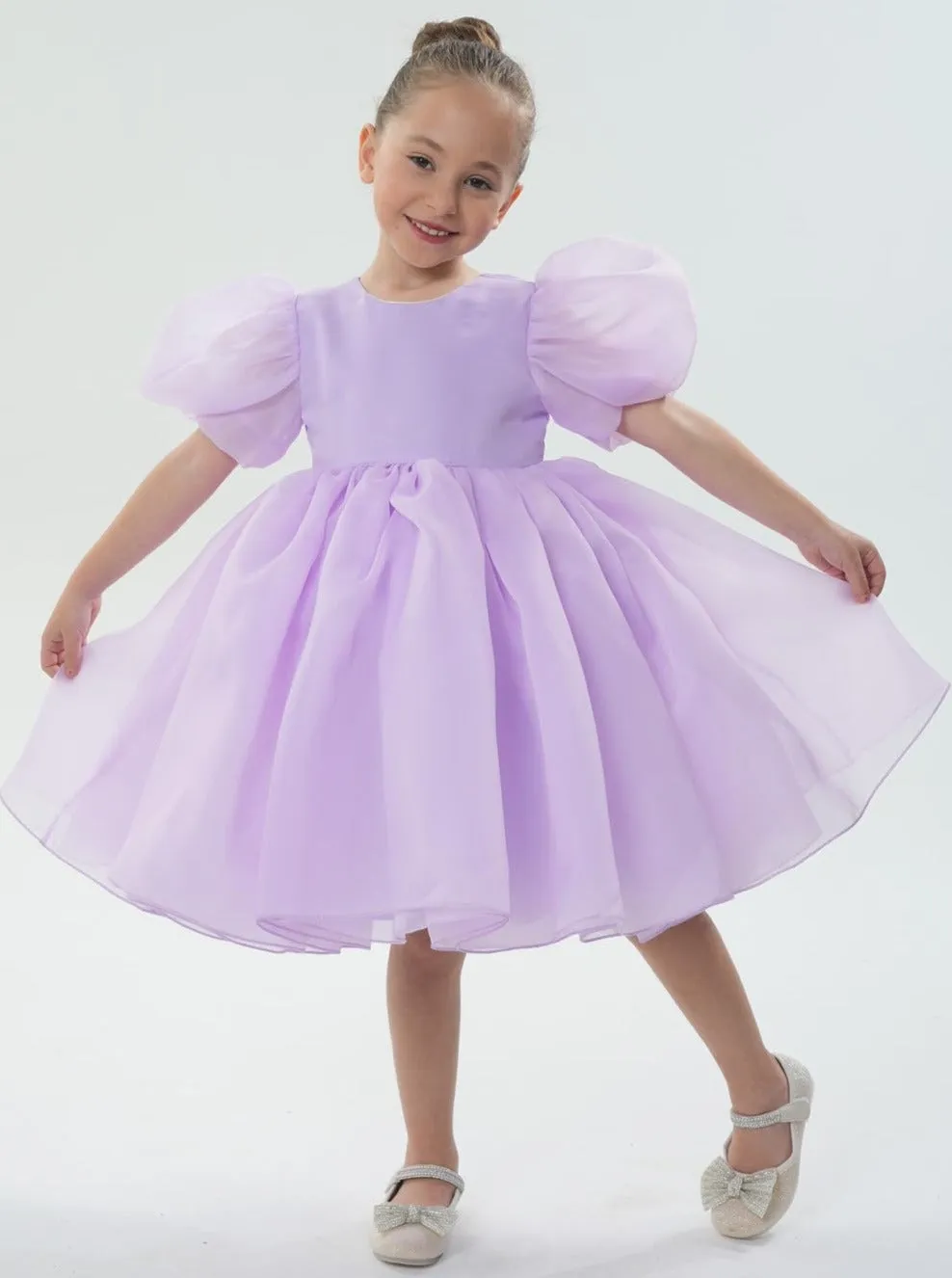 2Bunnies Organza Tulle Babydoll Girl Dress in Purple