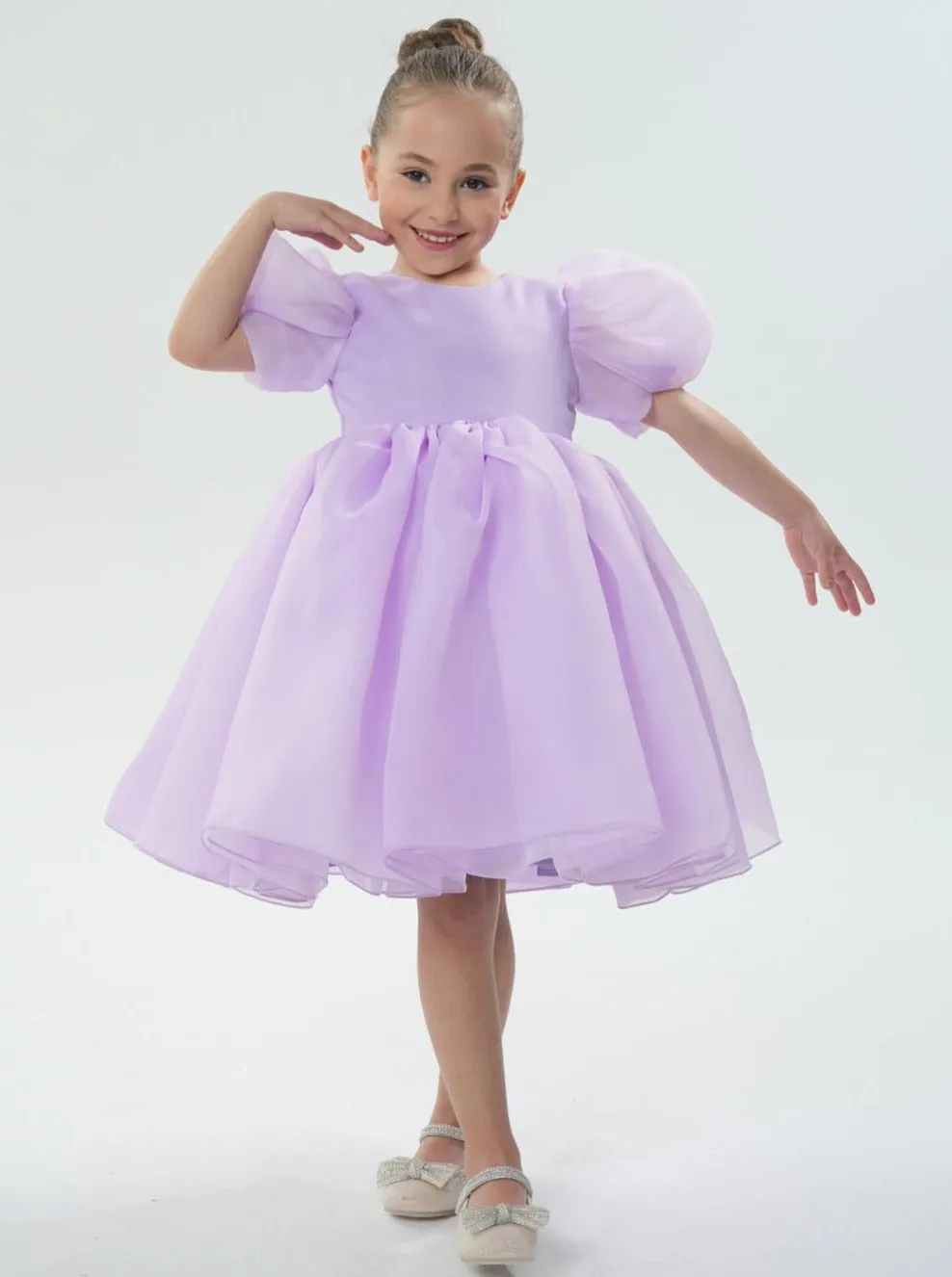 2Bunnies Organza Tulle Babydoll Girl Dress in Purple