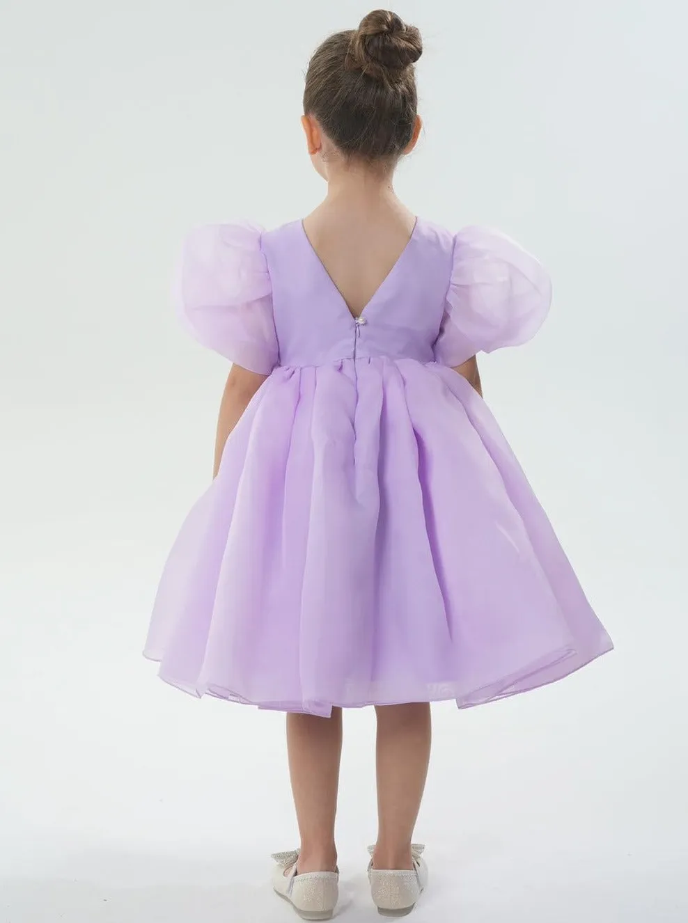 2Bunnies Organza Tulle Babydoll Girl Dress in Purple