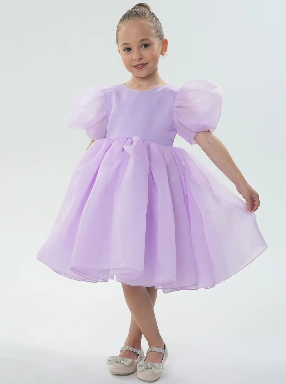2Bunnies Organza Tulle Babydoll Girl Dress in Purple