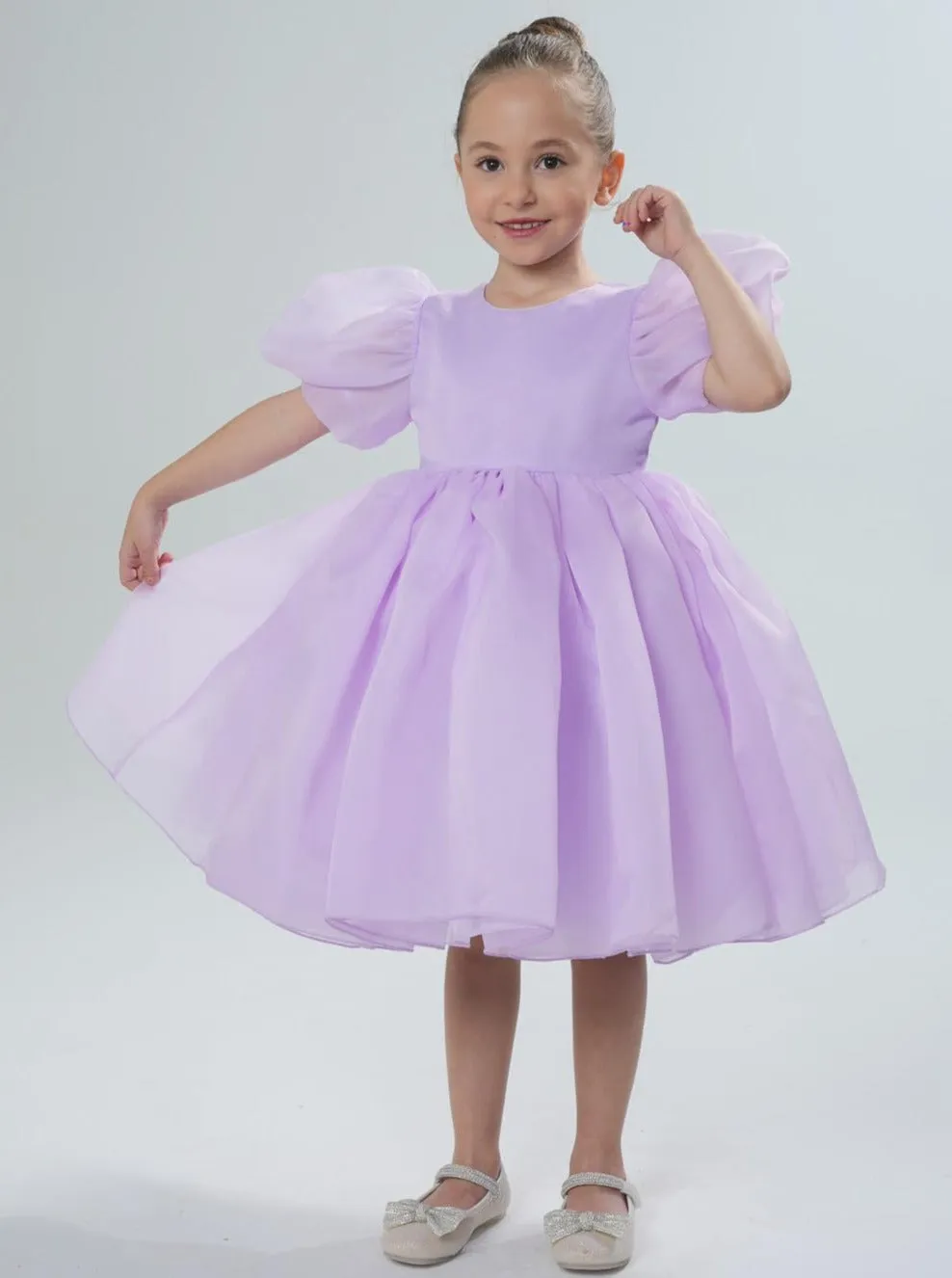 2Bunnies Organza Tulle Babydoll Girl Dress in Purple