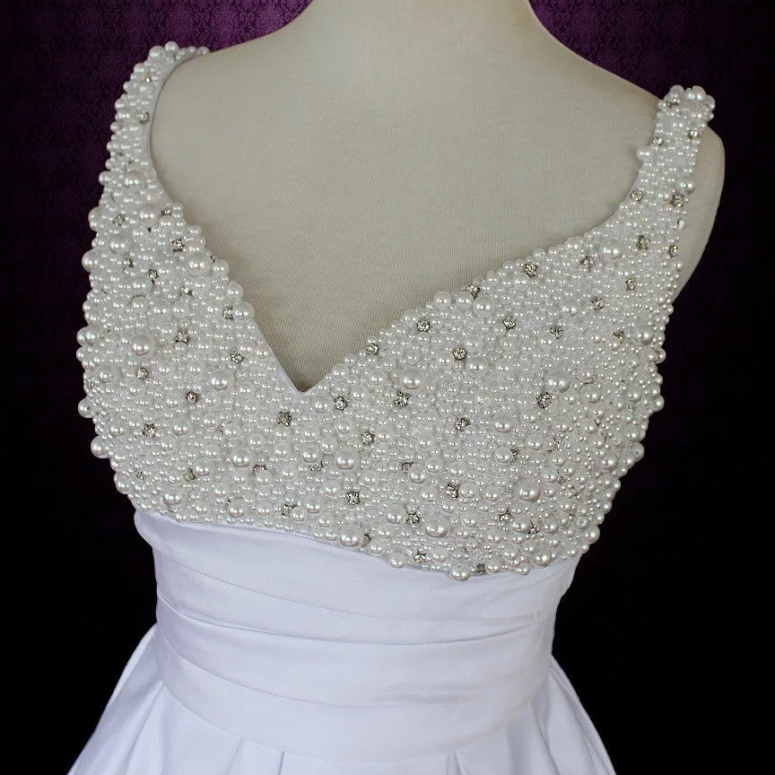 A-line Wedding Dress with Pearl beaded Bodice and Straps | Kathryn