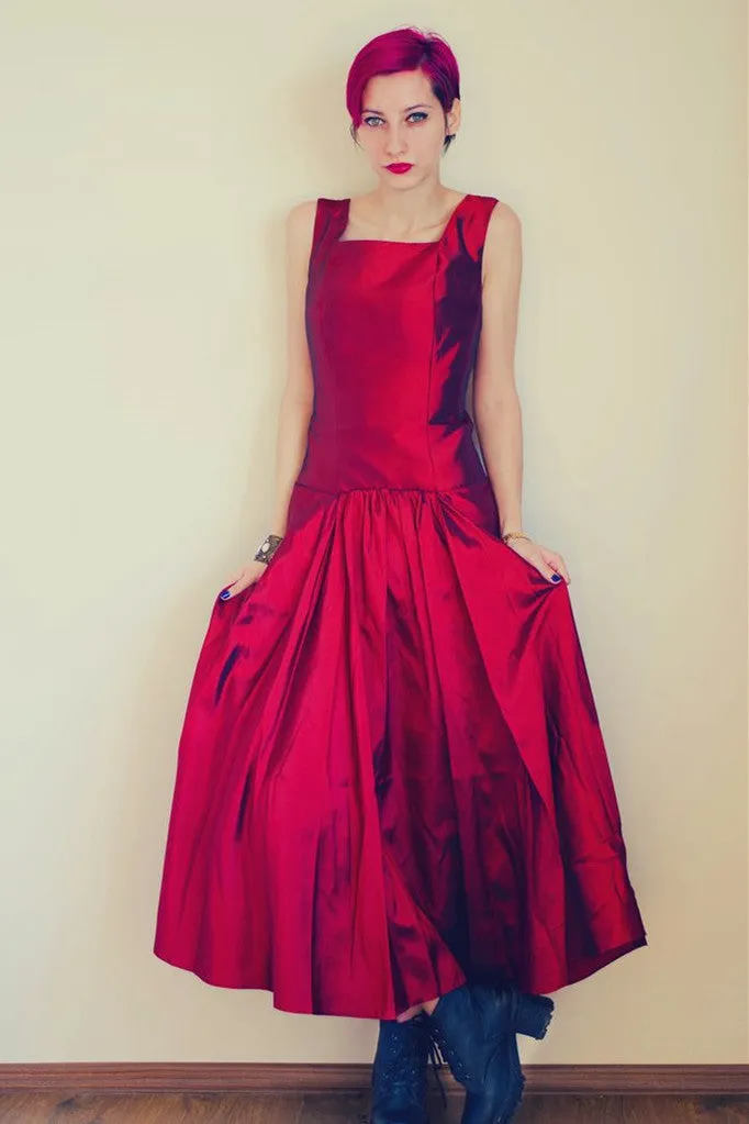 A-line Wide Straps Ankle Length Backless Charmeuse Evening Dress