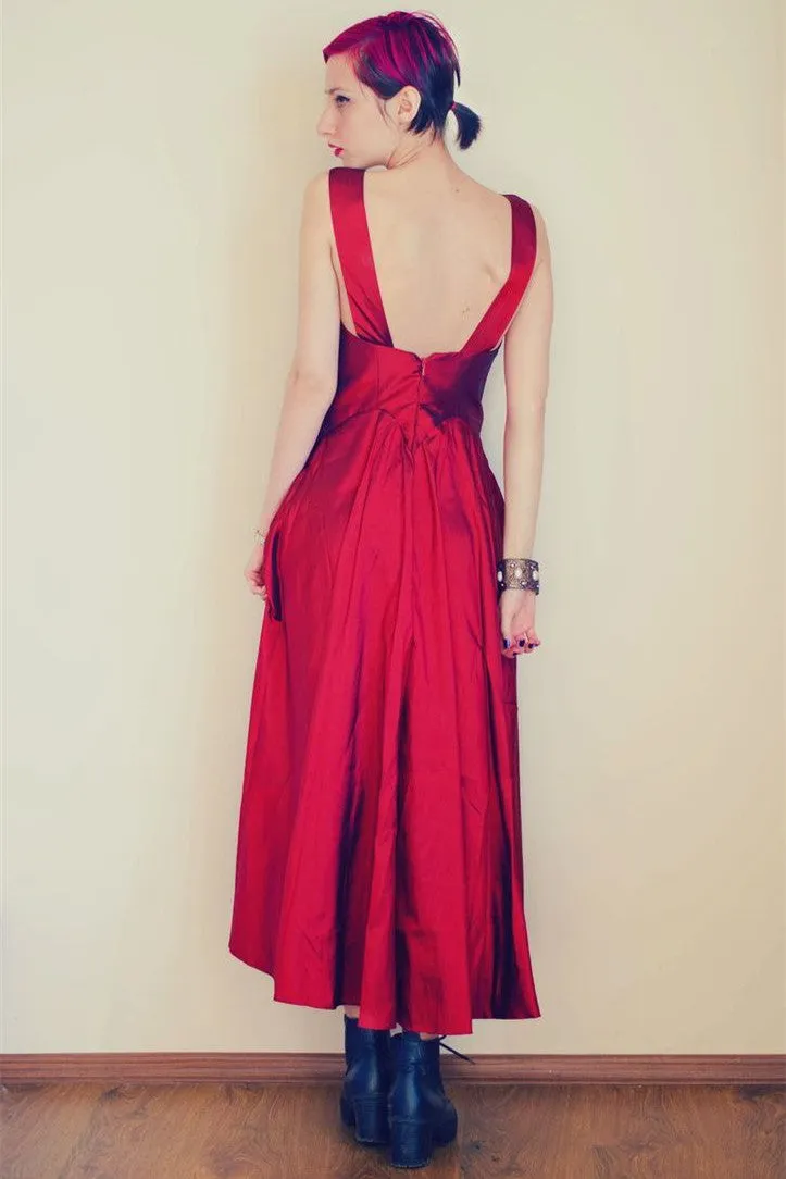 A-line Wide Straps Ankle Length Backless Charmeuse Evening Dress