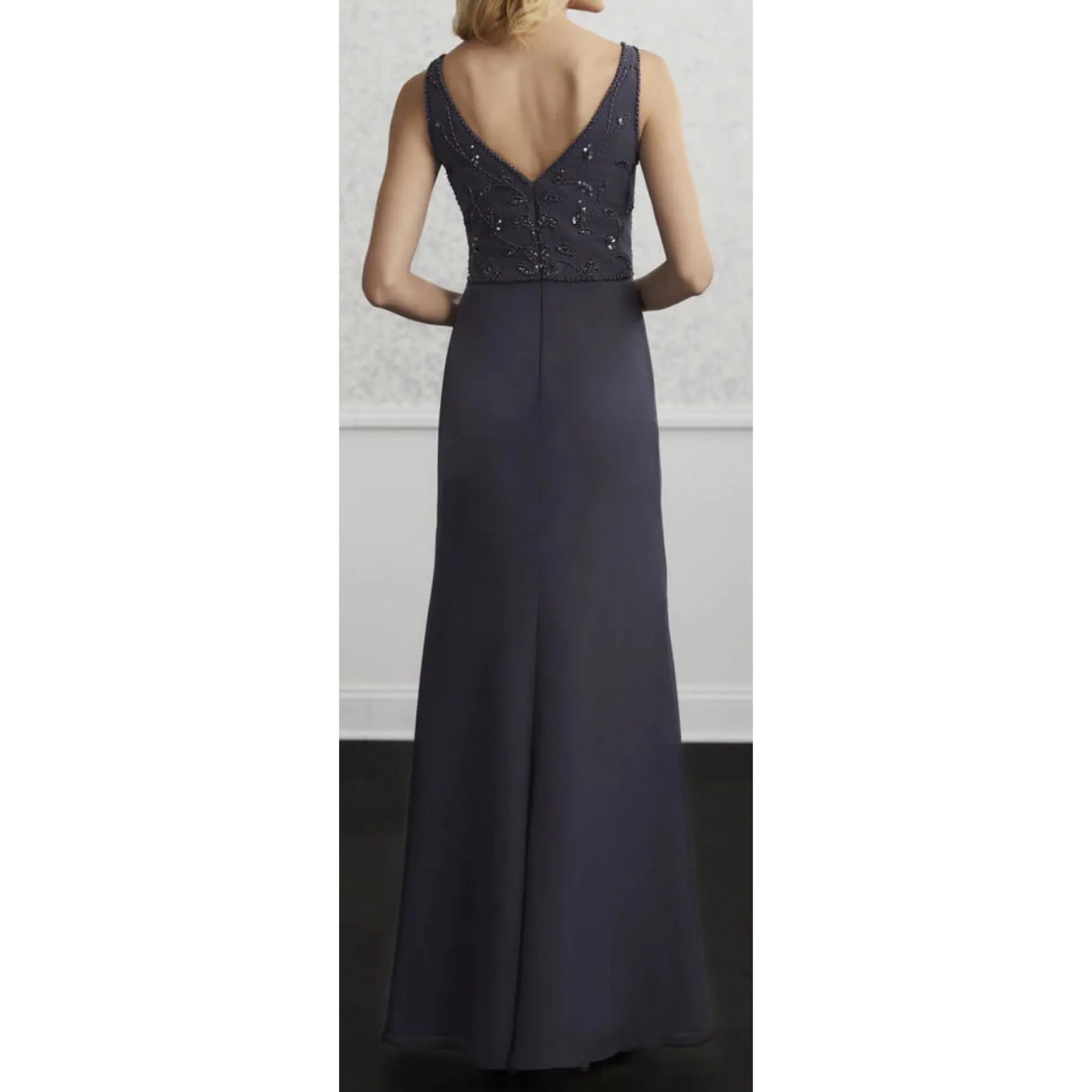 ADRIANNA PAPELL Style 40219 Long Gown Gunmetal Size 10 NWT