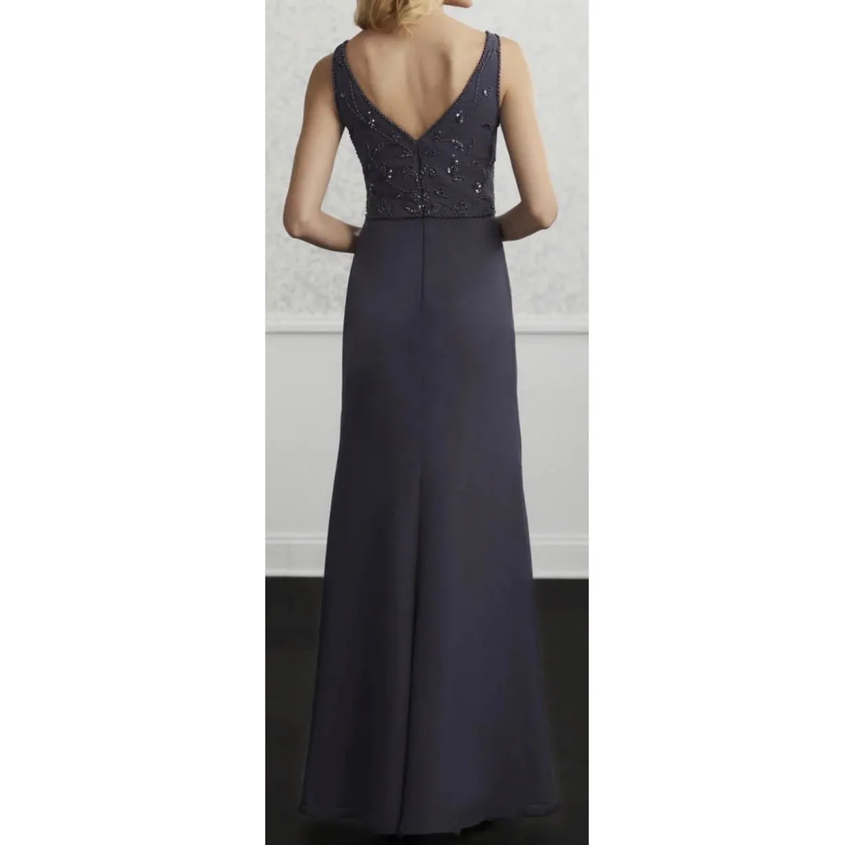 ADRIANNA PAPELL Style 40219 Long Gown Gunmetal Size 24 NWT