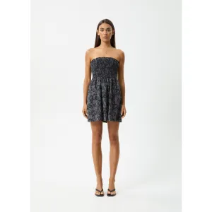 AFENDS PAISLEY STRAPLESS MINI DRESS - BLACK