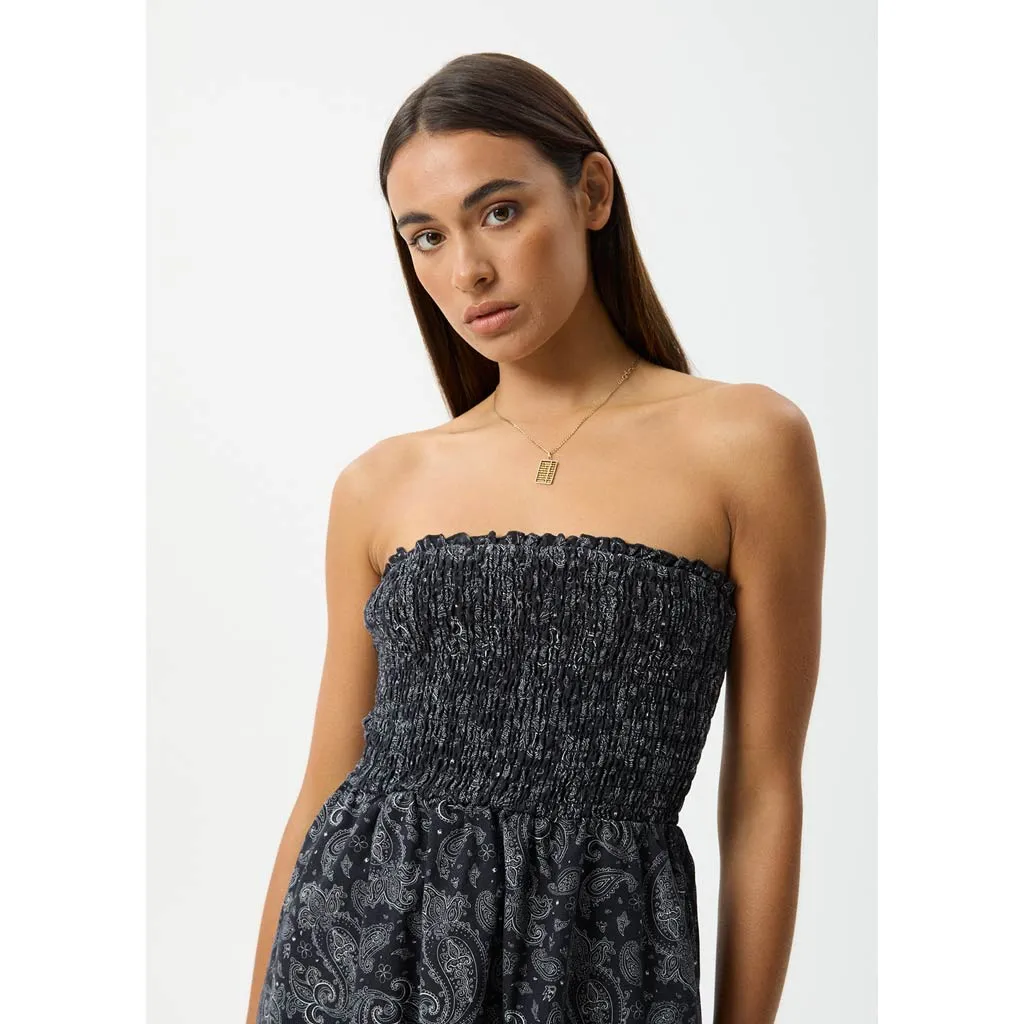 AFENDS PAISLEY STRAPLESS MINI DRESS - BLACK