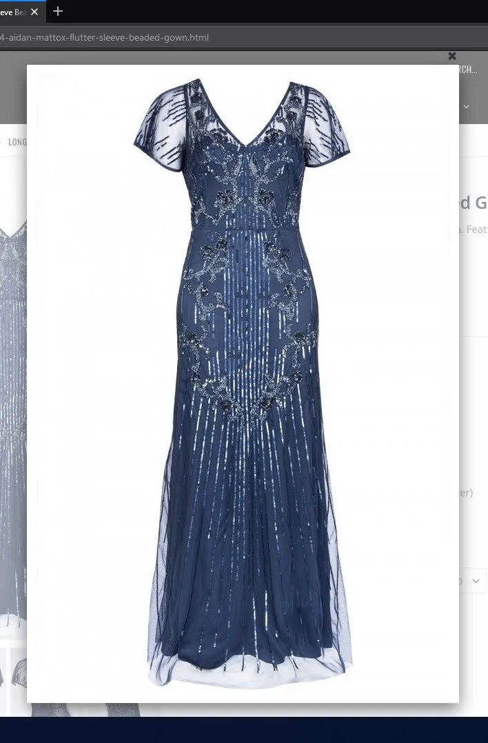 Aidan Mattox  MD1E203304 Flutter Sleeve Beaded Gown