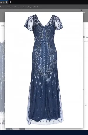 Aidan Mattox  MD1E203304 Flutter Sleeve Beaded Gown