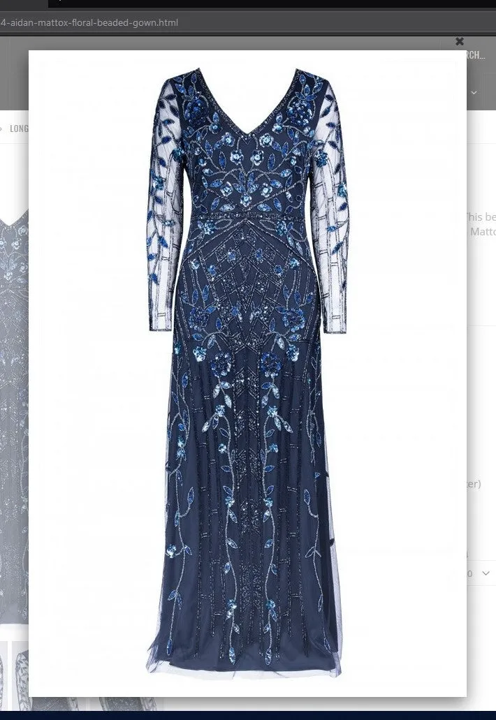 Aidan Mattox  MD1E203314 Floral Beaded Gown