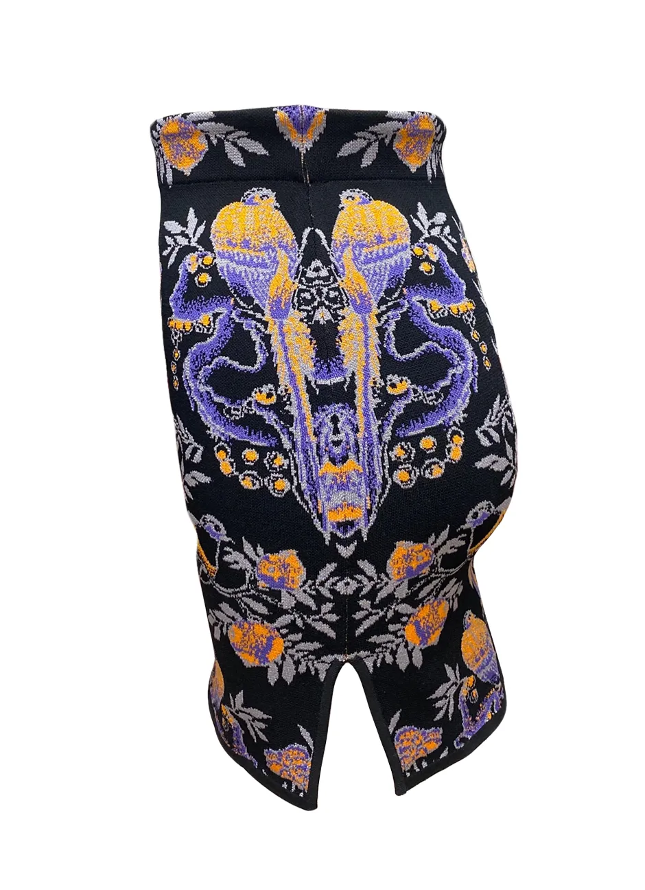 Alessia Bird Mini Skirt in Black