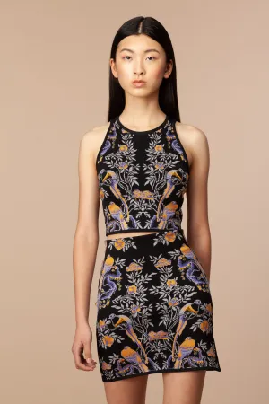 Alessia Bird Mini Skirt in Black