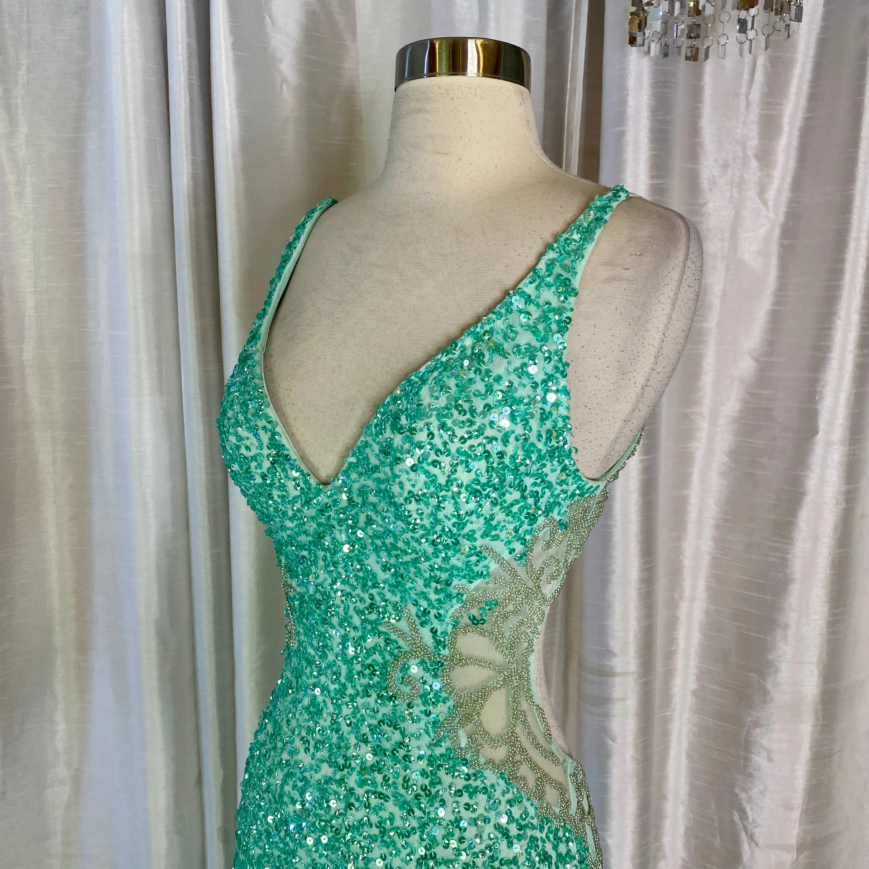ALETA Style 615 Long Gown Tiffany/Silver Size 8