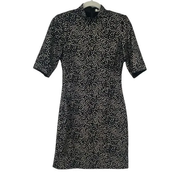Alice   Olivia Inka Strong-Shoulder Mock Neck Dress Size 4
