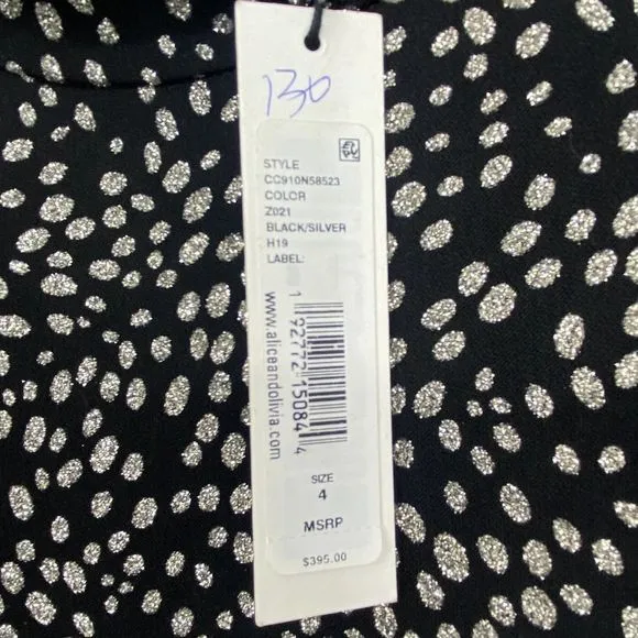 Alice   Olivia Inka Strong-Shoulder Mock Neck Dress Size 4