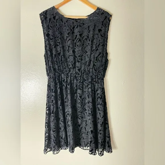 Alice   Olivia Vintage Black Velvet Burnt Out Whimsy Gosh Mini Dress