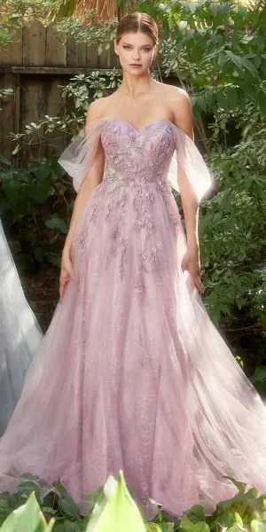 Andrea & Leo A1149 Off The Shoulder Birds of Romance A-Line Tulle Gown