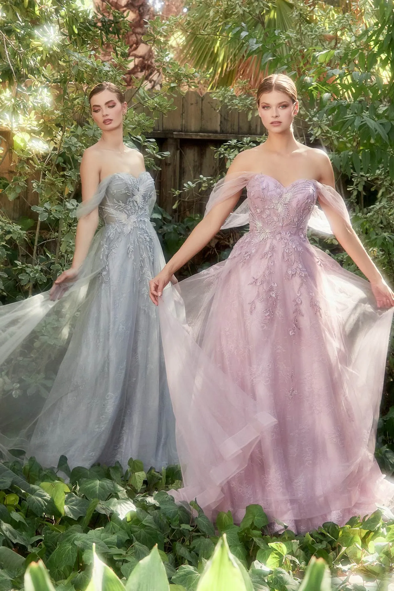 Andrea & Leo A1149 Off The Shoulder Birds of Romance A-Line Tulle Gown