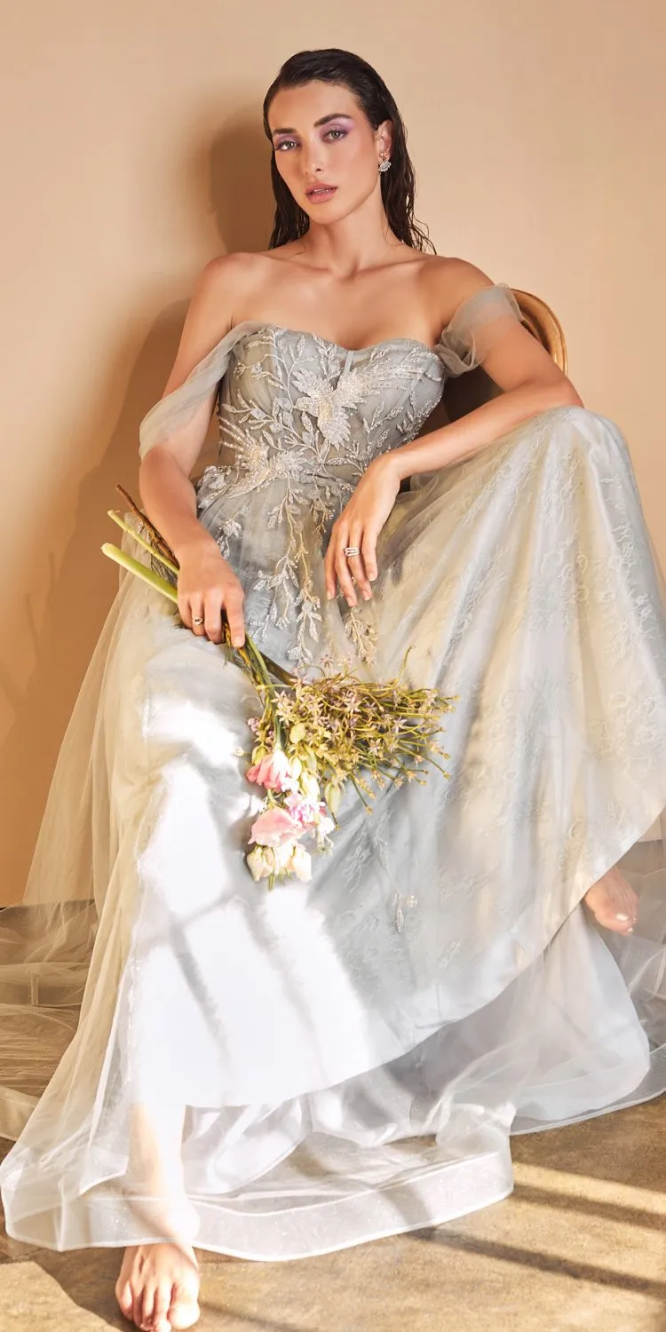 Andrea & Leo A1149 Off The Shoulder Birds of Romance A-Line Tulle Gown