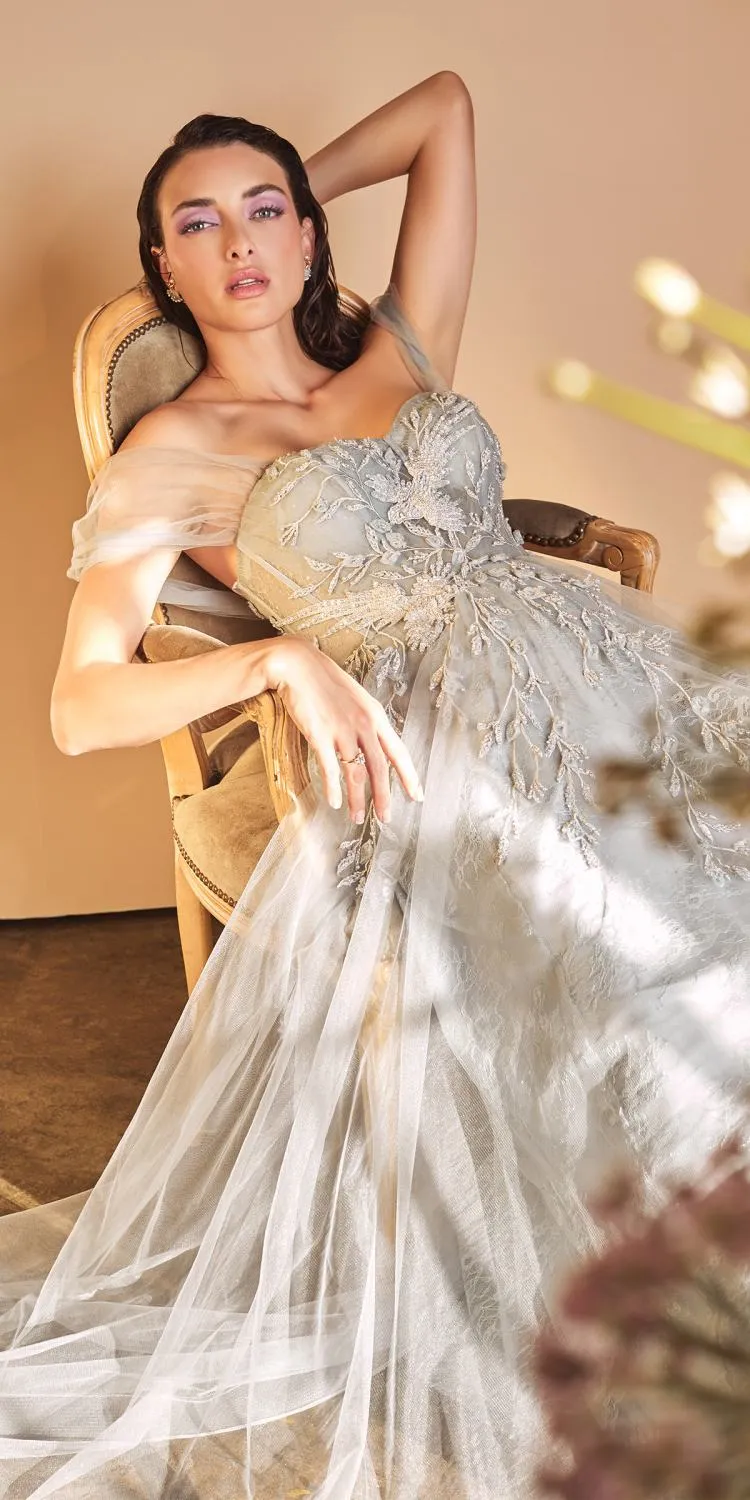 Andrea & Leo A1149 Off The Shoulder Birds of Romance A-Line Tulle Gown