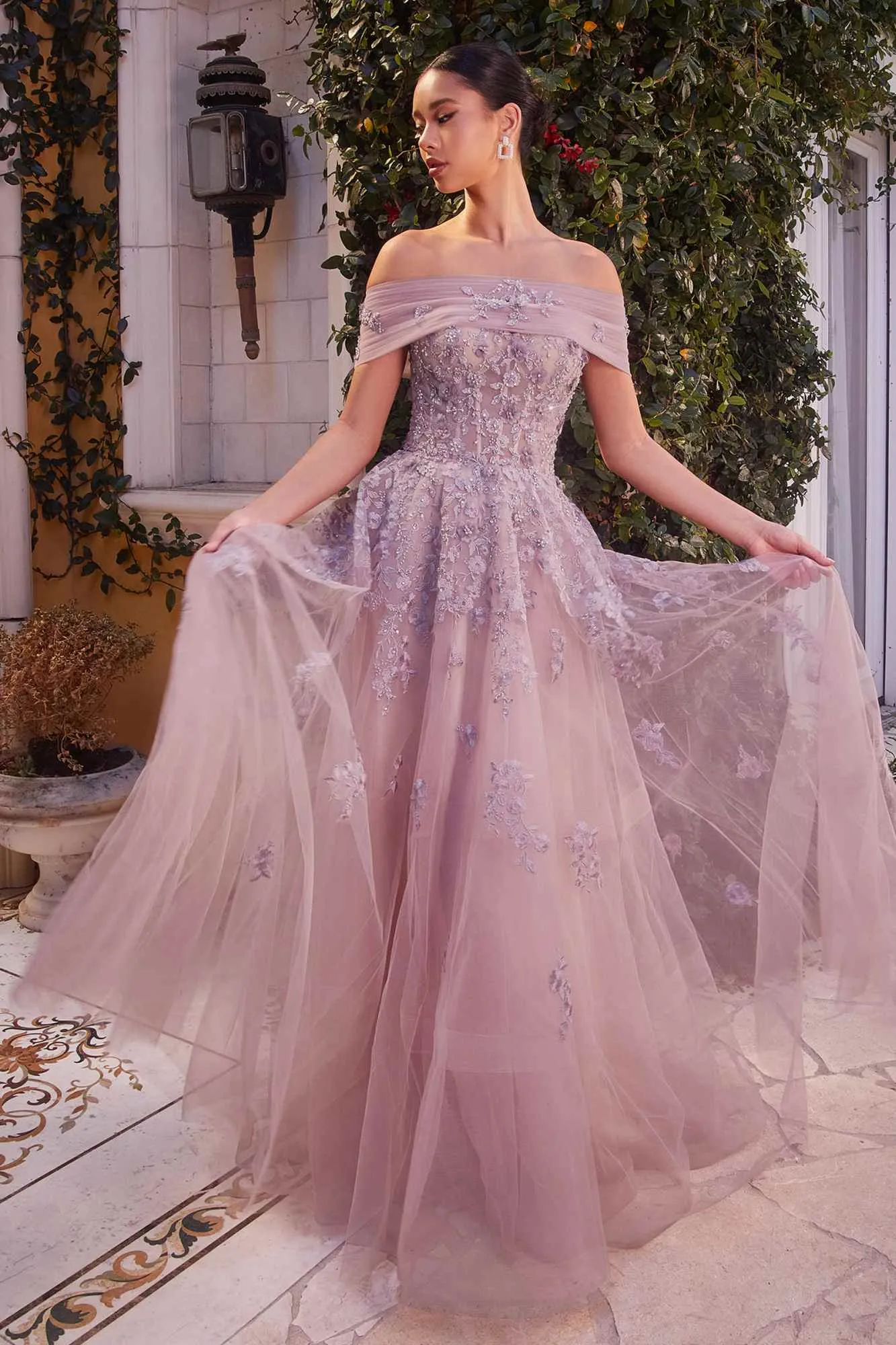 Andrea & Leo A1348 Long Strapless Off the Shoulder Ball Gown