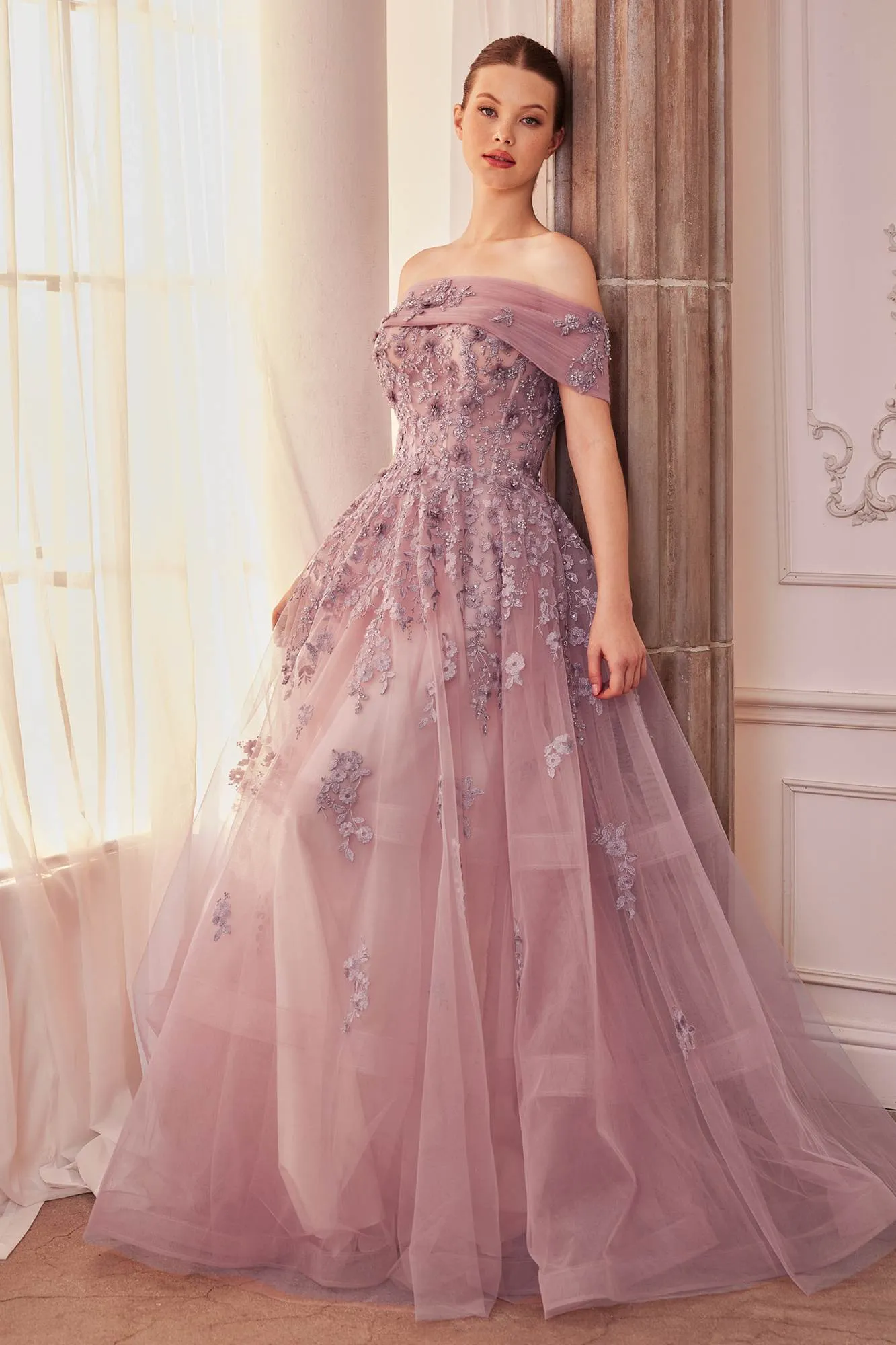 Andrea & Leo A1348 Long Strapless Off the Shoulder Ball Gown