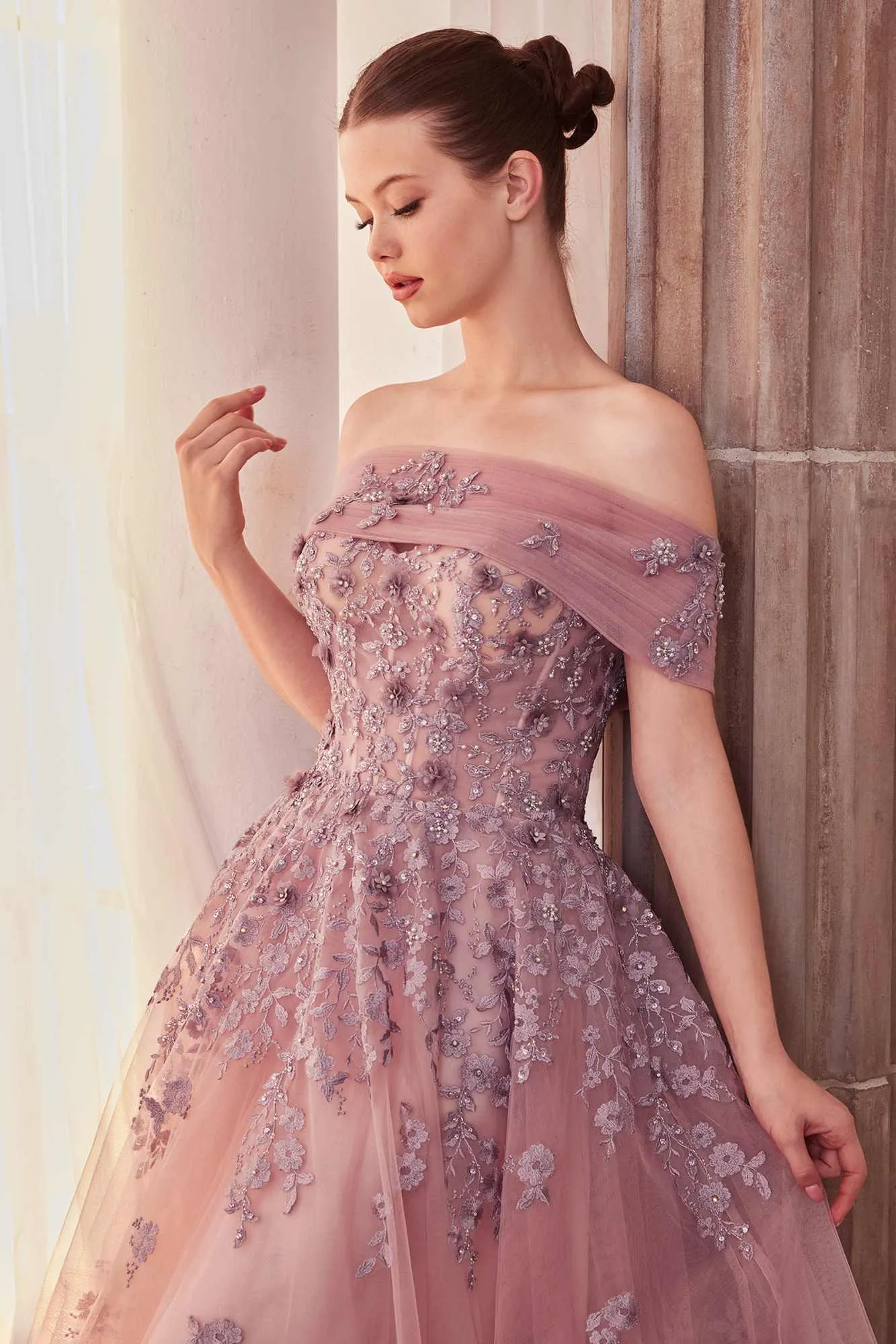 Andrea & Leo A1348 Long Strapless Off the Shoulder Ball Gown