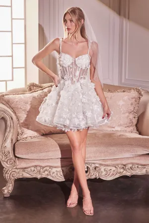 Andrea & Leo WL081 Dress Wedding Mini with Beaded Floral Applique